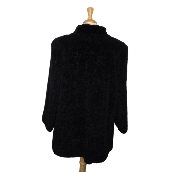 Vintage Faux Fur 1950s Mobwife Quiet Luxury Jacket Coat Size XL Warm Cozy - Picture 2 of 11